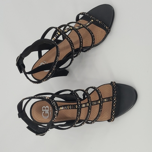 Gianni Bini black Heels rhinestones with adjustable ankle strap - Picture 3 of 6